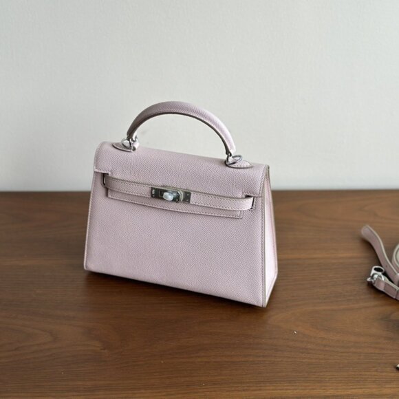 pinkish-purple Genuine Leather  21cm - Picture 3 of 8